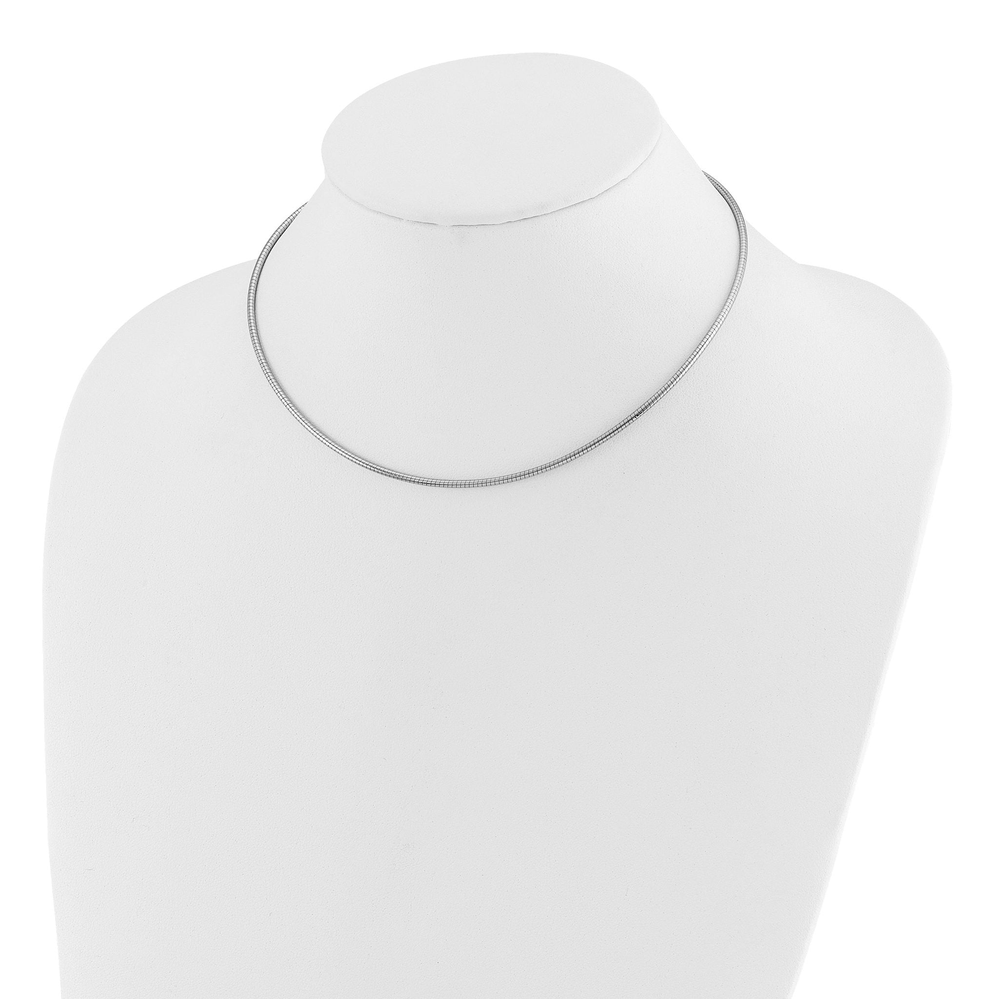 14K White Gold 2mm Round Omega Necklace Secondary image