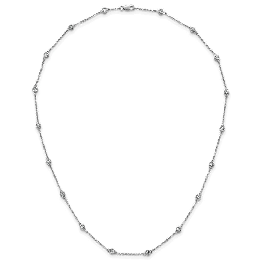 14k White Gold Complete 1/2 carat Bezel-set Diamond and Cable Chain 16-Station 16 inch Necklace