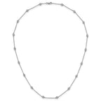 14k White Gold Complete 1/2 carat Bezel-set Diamond and Cable Chain 16-Station 16 inch Necklace