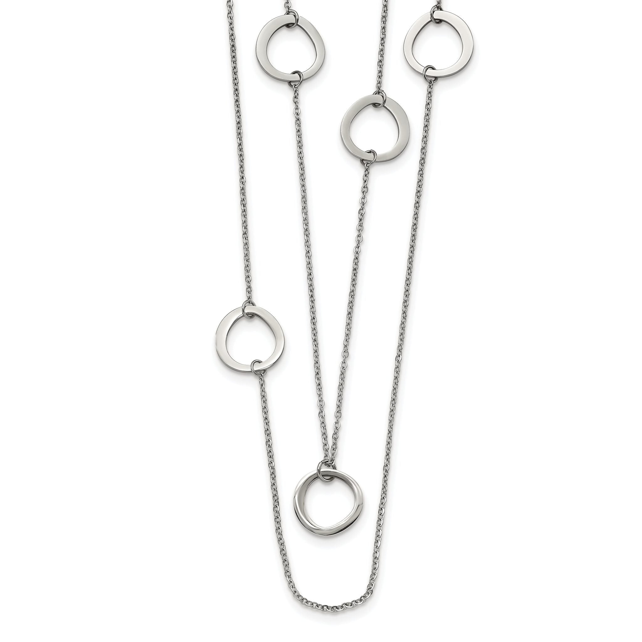 Chisel Stainless Steel Polished with Circles 2-Strand 31 inch Necklace Main image