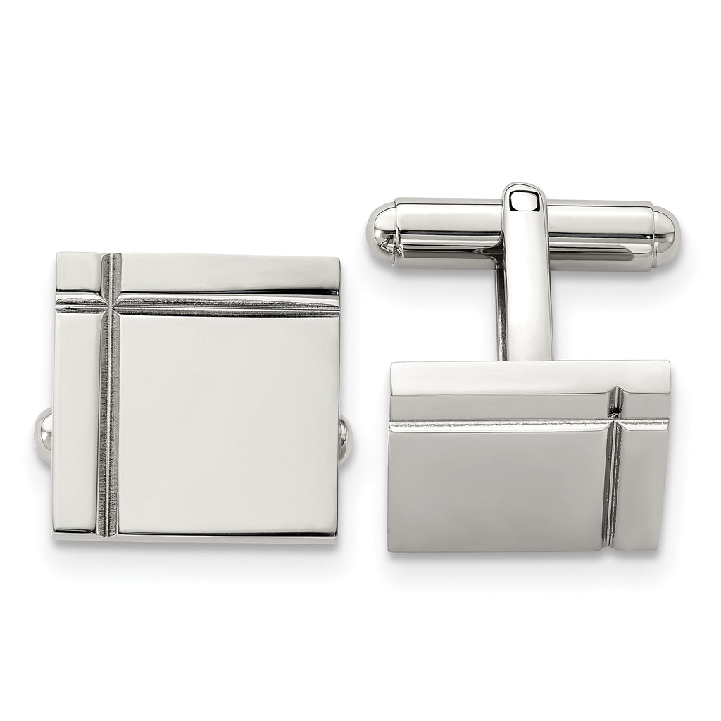 Stainless Steel Polished Square Cuff Links