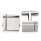 Stainless Steel Polished Square Cuff Links