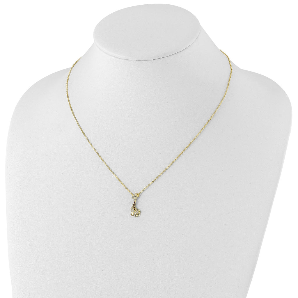 Cheryl Sterling Silver Gold-Plated CZ Giraffe Necklace Elegant Gift Ready Design