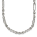 Sterling Silver Polished Textured 4.5mm Figaro Rope 18 inch Necklace