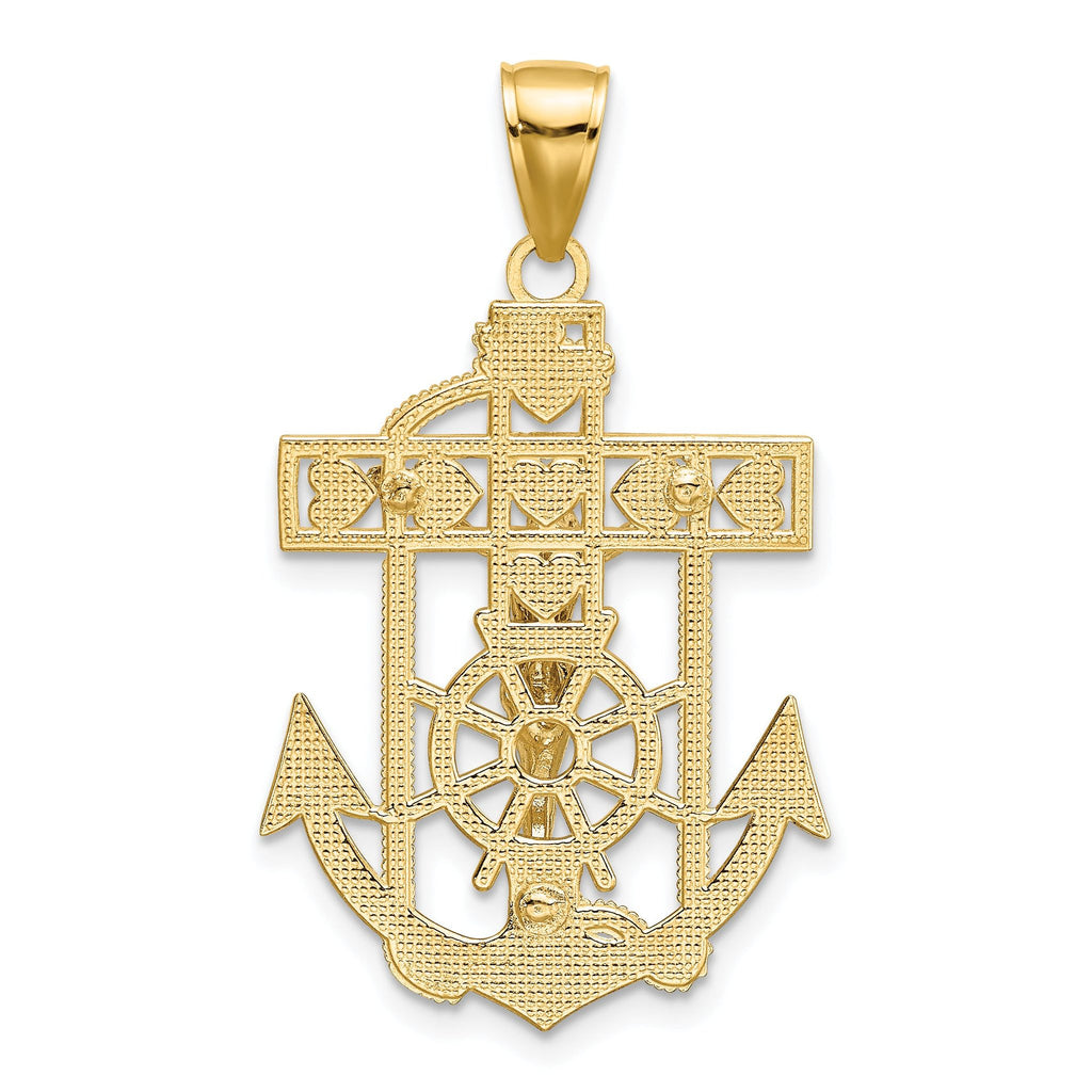 14K Two-Tone Gold MarinerÃÂ¢Ã¢âÂ¬Ã¢âÂ¢s Crucifix Pendant  Solid, Casted Design