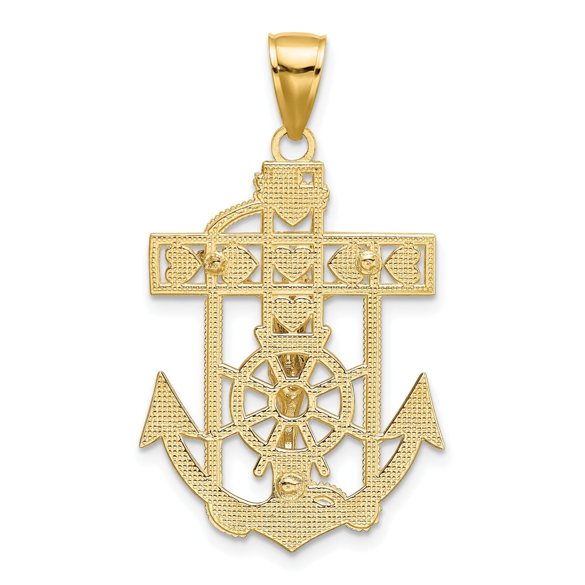14K Two-Tone Gold MarinerÃÂ¢Ã¢âÂ¬Ã¢âÂ¢s Crucifix Pendant  Solid, Casted Design