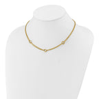 14K Polished/Dia-cut 2-Strand Circle Link w/2in ext. Necklace