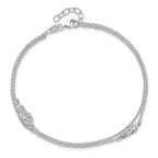 Sterling Silver 2-Strand CZ Flip Flop Plus Extender - Total Anklet