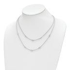 Sterling Silver Rhod-pl CZ Cross Multi-strand w/ 2in ext. Necklace