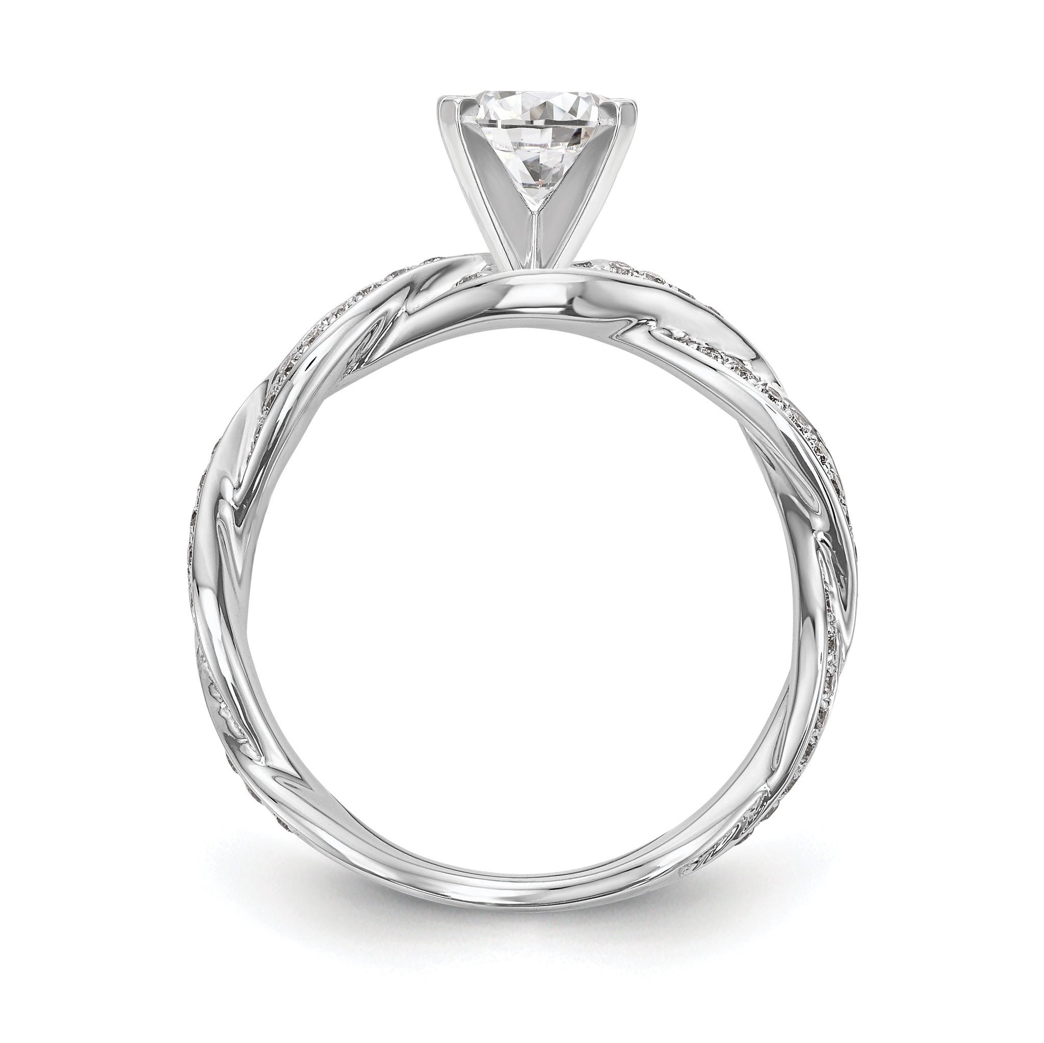14K White Gold Criss-Cross Peg Set 3/8 carat Diamond Semi-mount Engagement Ring Secondary image