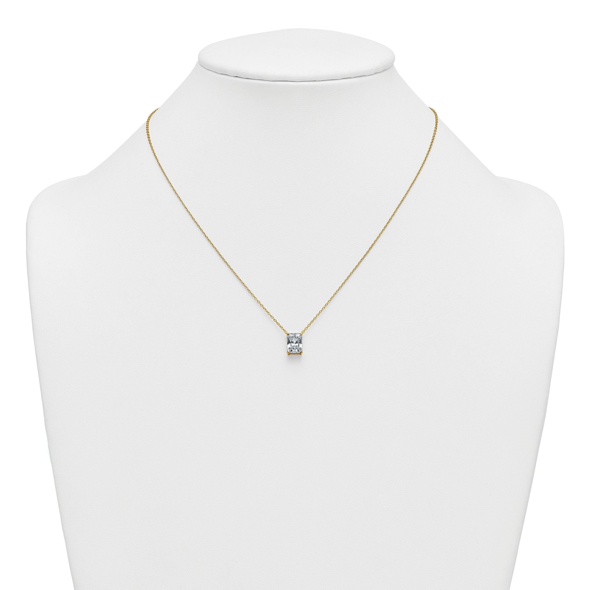 14k 2 carat Lab Grown Diamond VS+ F+ Radiant Complete 18 inch Four Prong Pendant Necklace