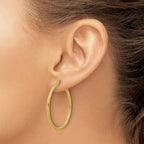14k Polished and Textured Twisted Tube Hoop Earrings