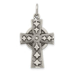 Irish Cross Pendant in Sterling Silver, 27mm Antiqued