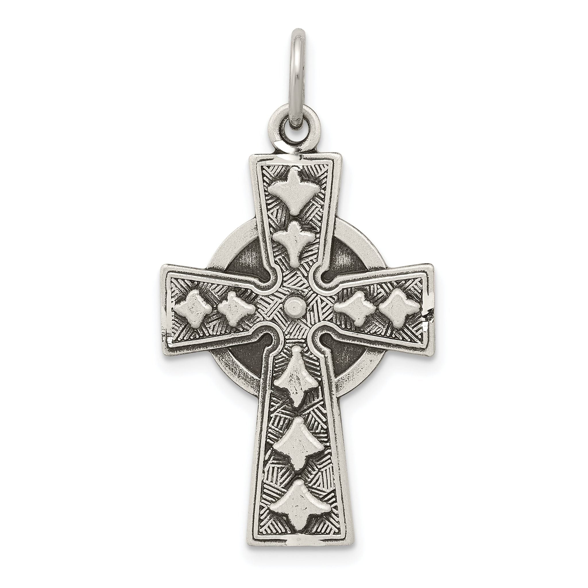 Sterling Silver 925 Irish Cross Pendant with Solid Antiqued Finish