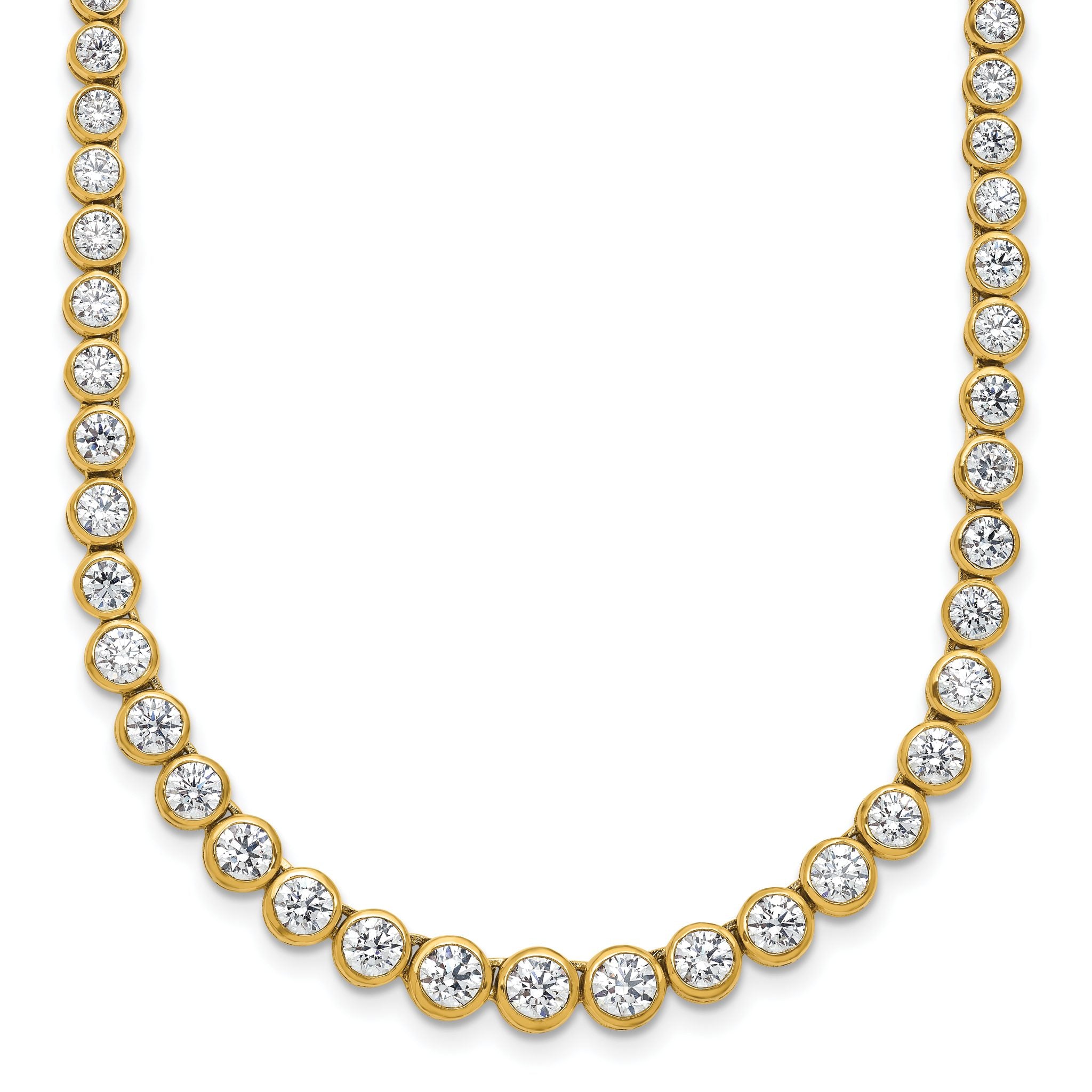 14k 7 carat Lab Grown Diamond VS/SI+ G+ 16 inch with a 2 inch extension Graduated Bezel Set Tennis Necklace Main image