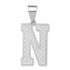 Sterling Silver 925 Rhodium-Plated Initial N Pendant  Large, Elegant Cast Design