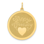 Happy Anniversary Heart Disc Charm in 14K Yellow Gold, 29mm Engravable
