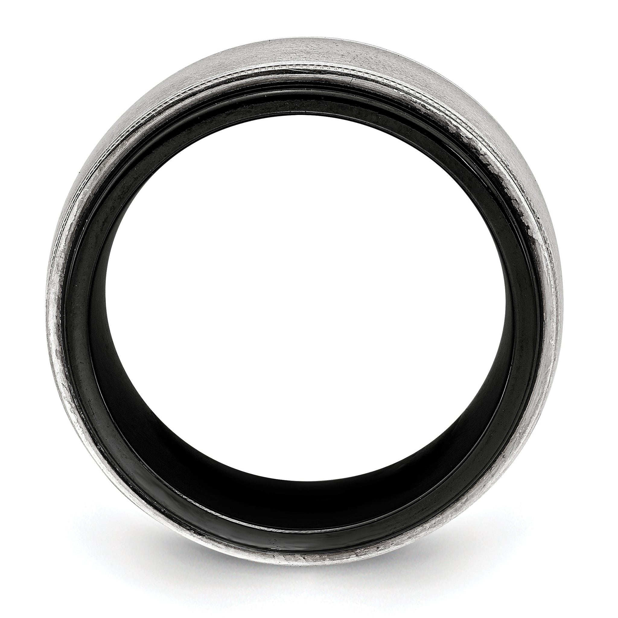Edward Mirell Black Ti & Sterling Silver Satin & Polished Milgrain Ring Secondary image