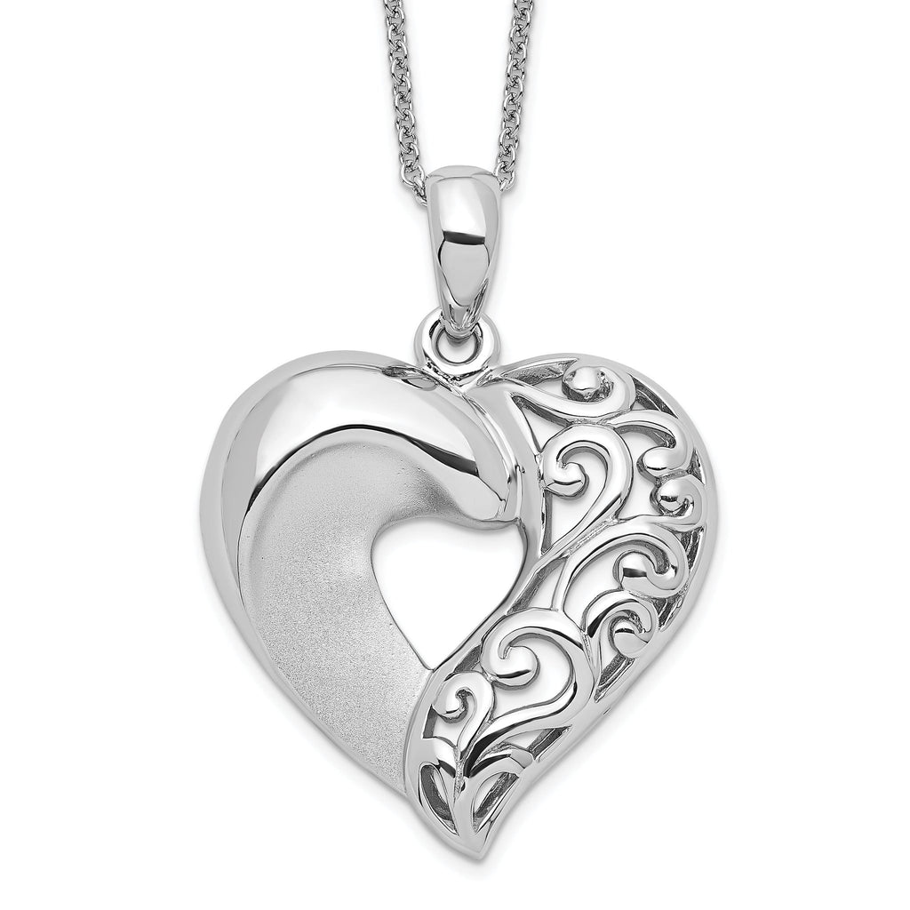 Sentimental Expressions Sterling Silver Rhodium-plated Close To My Heart 18in Necklace