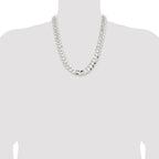Sterling Silver Rhodium-plated 14.0mm Concave Beveled Curb Chain