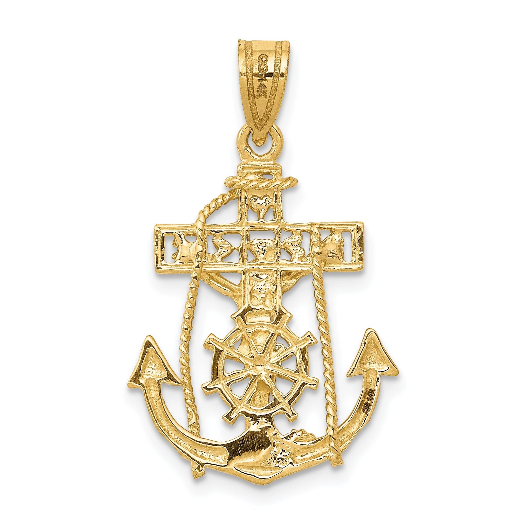 14K Gold Mariners Cross Pendant with Polished Finish  Timeless and Elegant