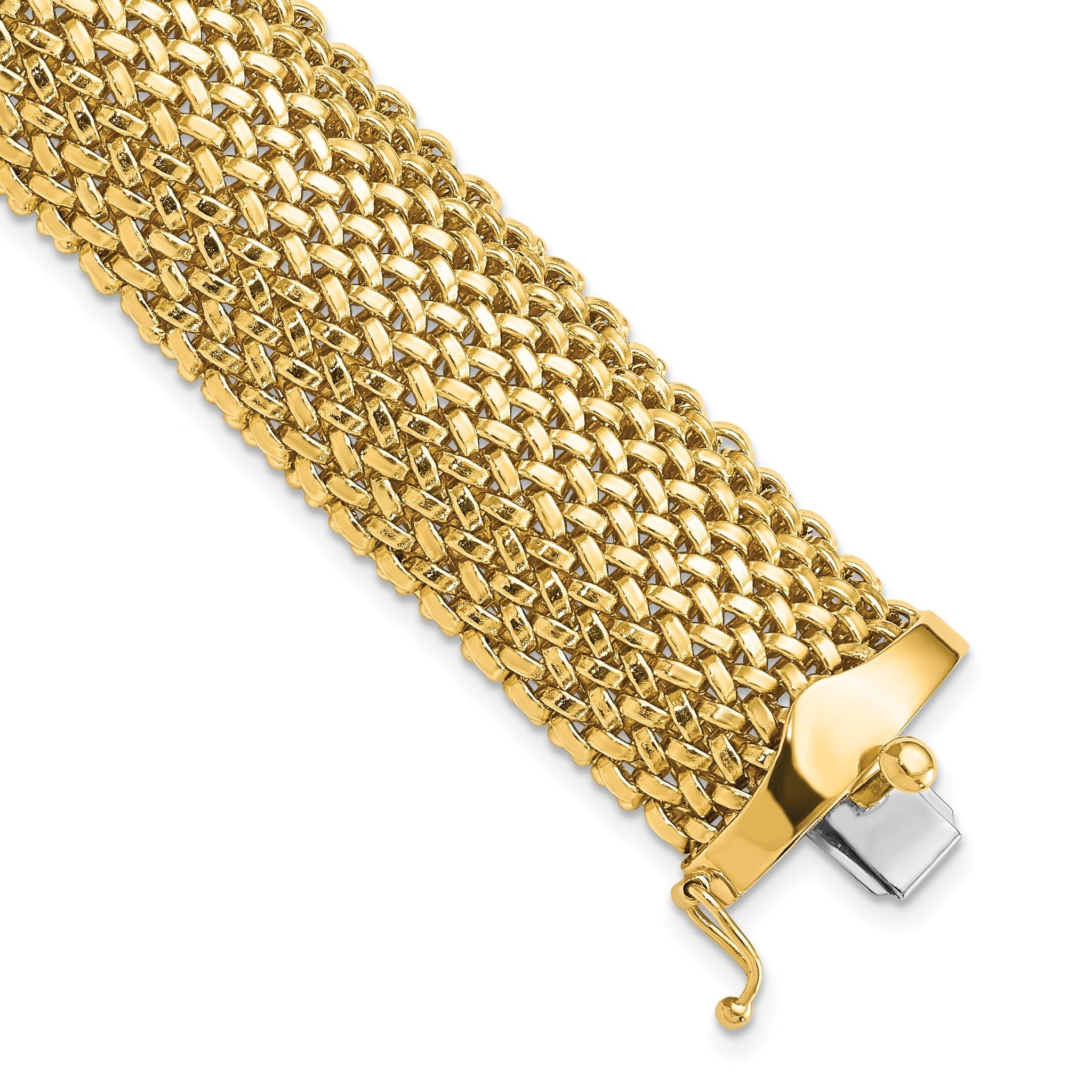 14k 7.25in 18.75mm Polished Mesh Bracelet Main image