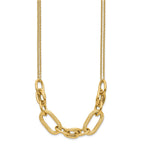14K Polished and Satin 2-strand Fancy Link with 1in ext. Necklace
