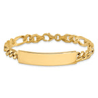 14k Hand-polished Solid Chain/Solid Plate Figaro Link 47x9mm Plate 8 inch ID Bracelet