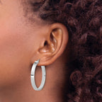 14K White Gold Polished Hoop Earring