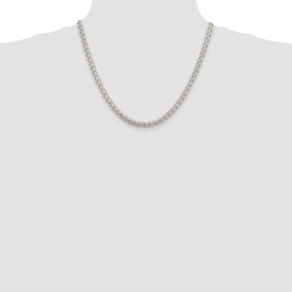 Sterling Silver Rhodium-plated 5mm Round Spiga Chain