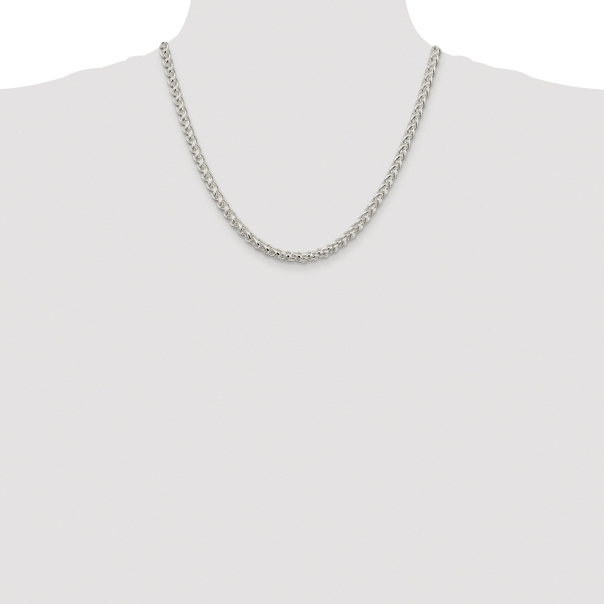 Sterling Silver Rhodium-plated 5mm Round Spiga Chain