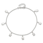 Sterling Silver Turtle Charms 9 inch Plus 1 inch Extender - Total 10 inch Anklet