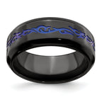 Titanium Wedding Band with Blue Anodized Accents and Polished Finish