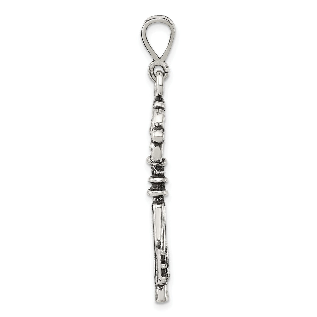 Sterling Silver 925 Key Pendant with Polished Antique Finish
