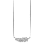 Sterling Silver Rhodium-plated With CZ Leaf Necklace