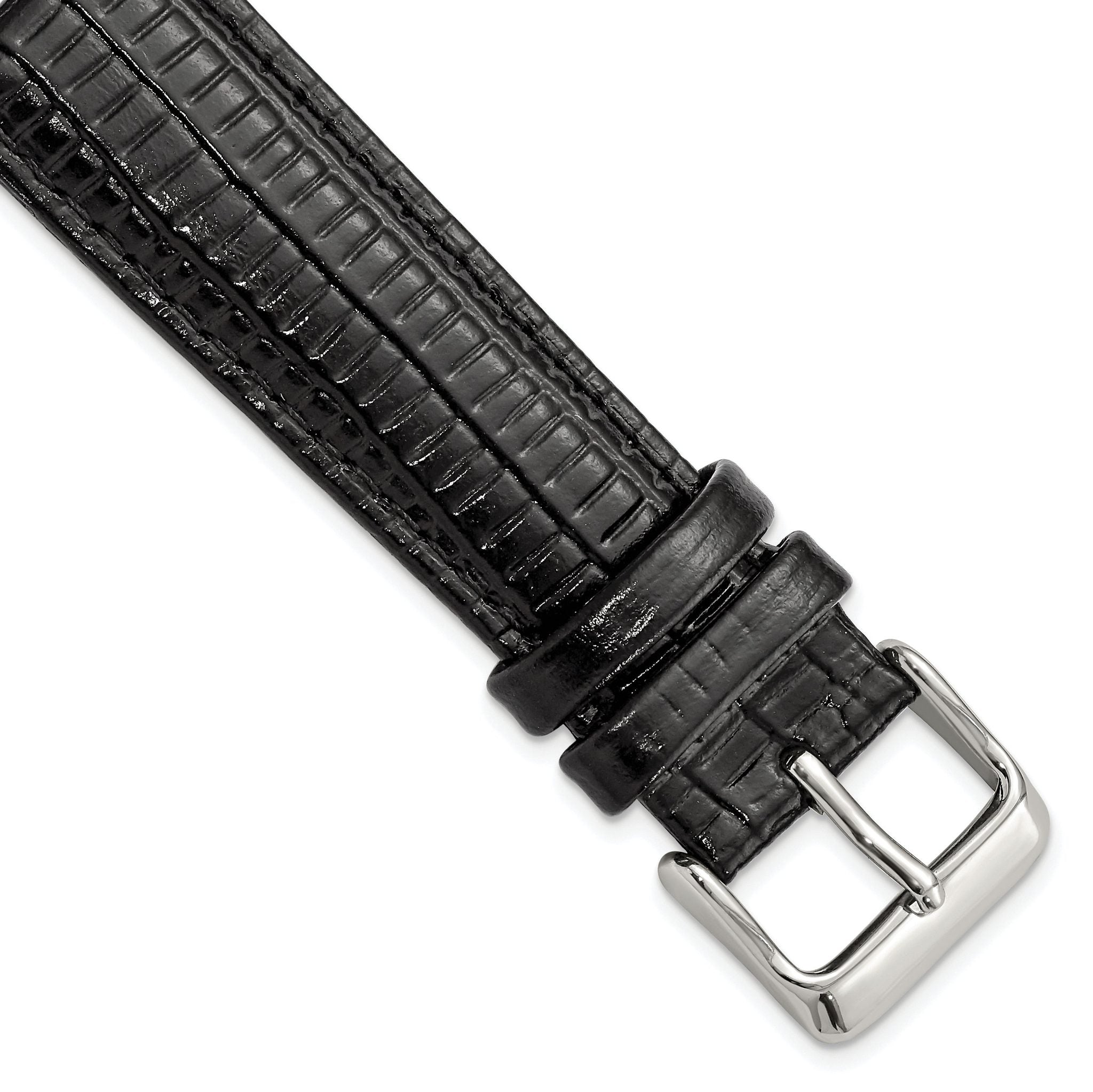 Teju Lizard Grain Leather Watch Band in Black, 16mm