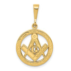 14K Gold Masonic Symbol Pendant with Polished Textured Finish for Men