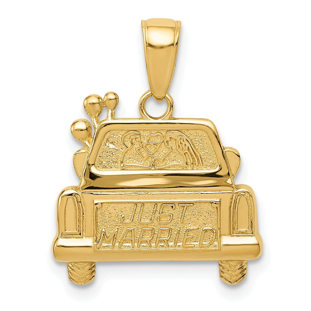 14K Gold Just Married Pendant with Polished and Textured Finish