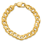 14K 8 inch 9.5mm Flat Beveled Curb with Lobster Clasp Bracelet