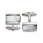 Mother of Pearl Rectangle Cufflinks in Stainless Steel