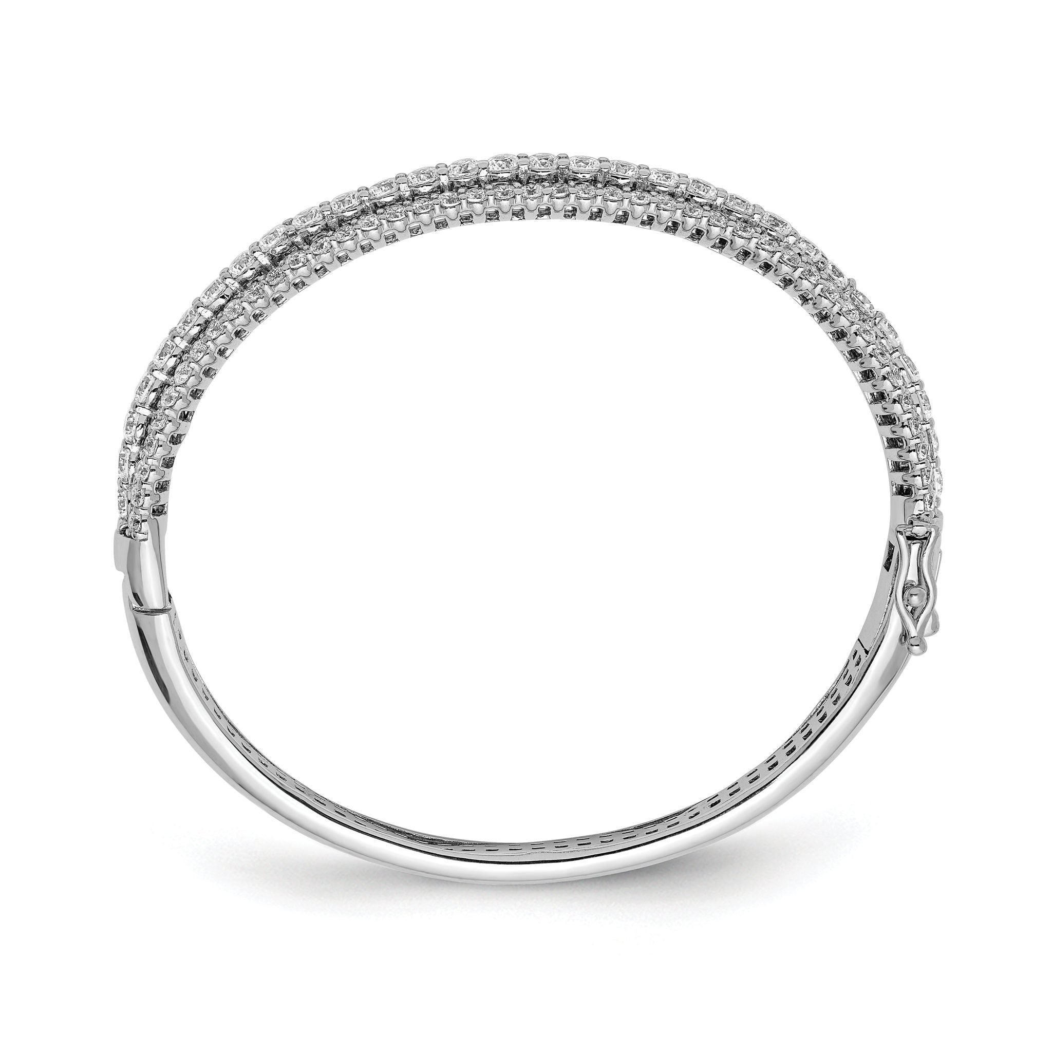 Sterling Silver Rhodium-Plated CZ Bangle Bracelet with 116 Stones Secondary image
