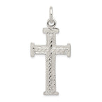 Sterling Silver 925 Diamond-Cut Cross Pendant with Polished Finish & Anti-Tarnish Coating