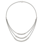 Sterling Silver Rhodium-plated Beaded Multi Layer Necklace