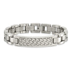 Stainless Steel Brushed and Polished Weaved Pattern ID Bracelet for Men