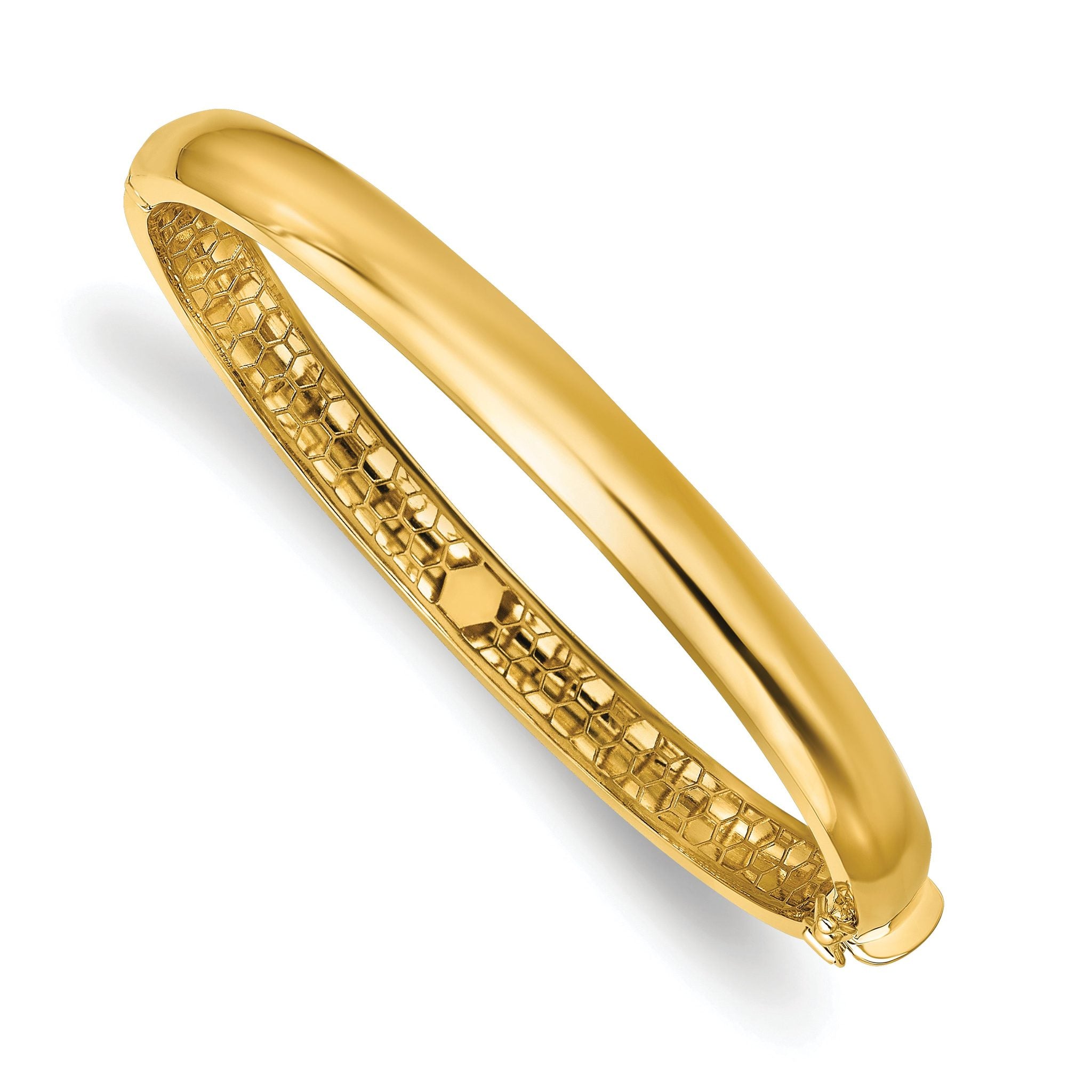 14K Polished Hollow Hinged Bangle Main image