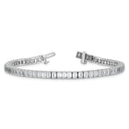 14k White Gold 10 carat Lab Grown Diamond VS+ F+ Complete Emerald Bezel Set Tennis Bracelet