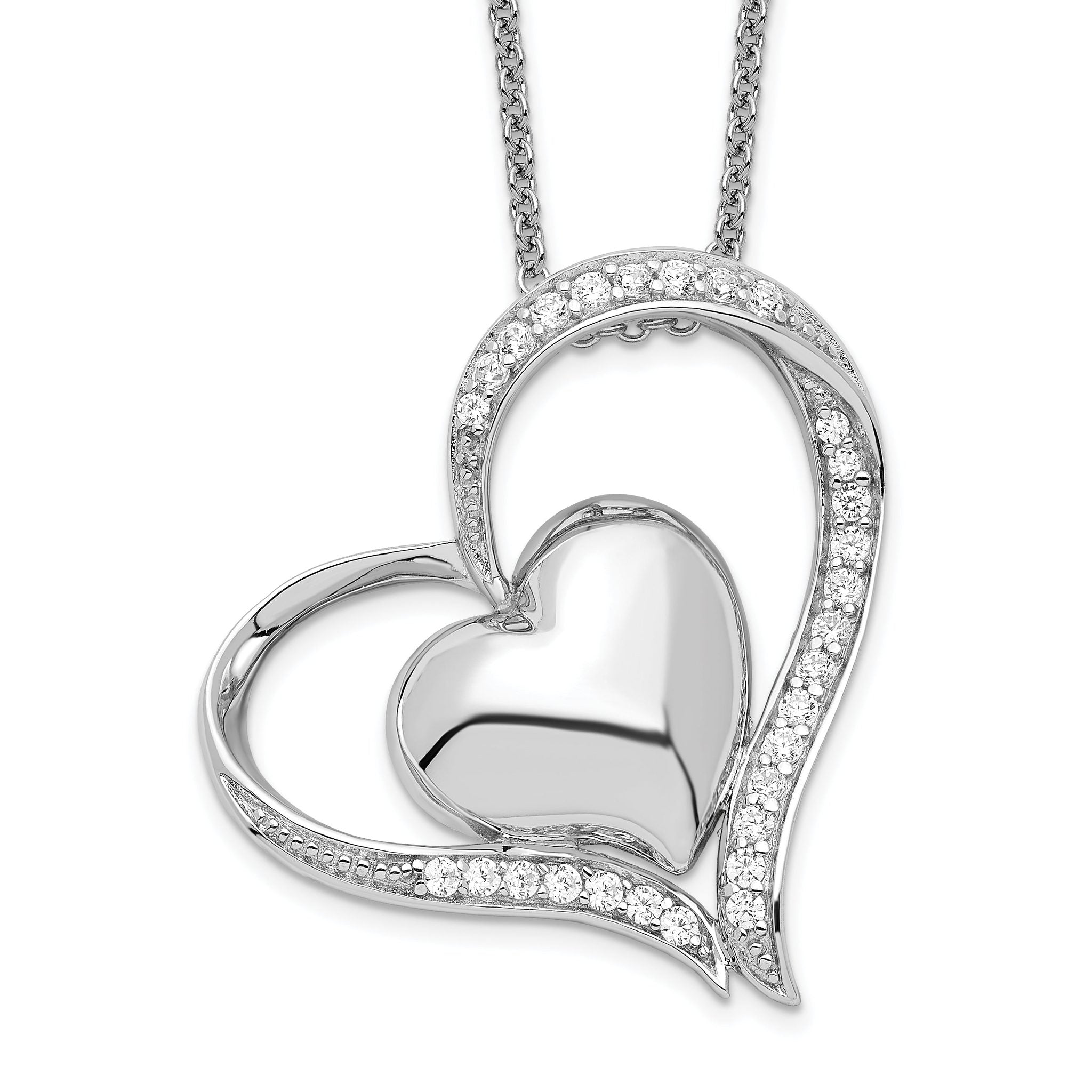 Sophia Jewelers Sterling Silver Double Heart CZ Necklace with Poem Card Main image