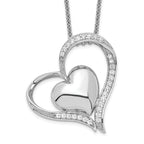 Sophia Jewelers Sterling Silver Double Heart CZ Necklace with Poem Card