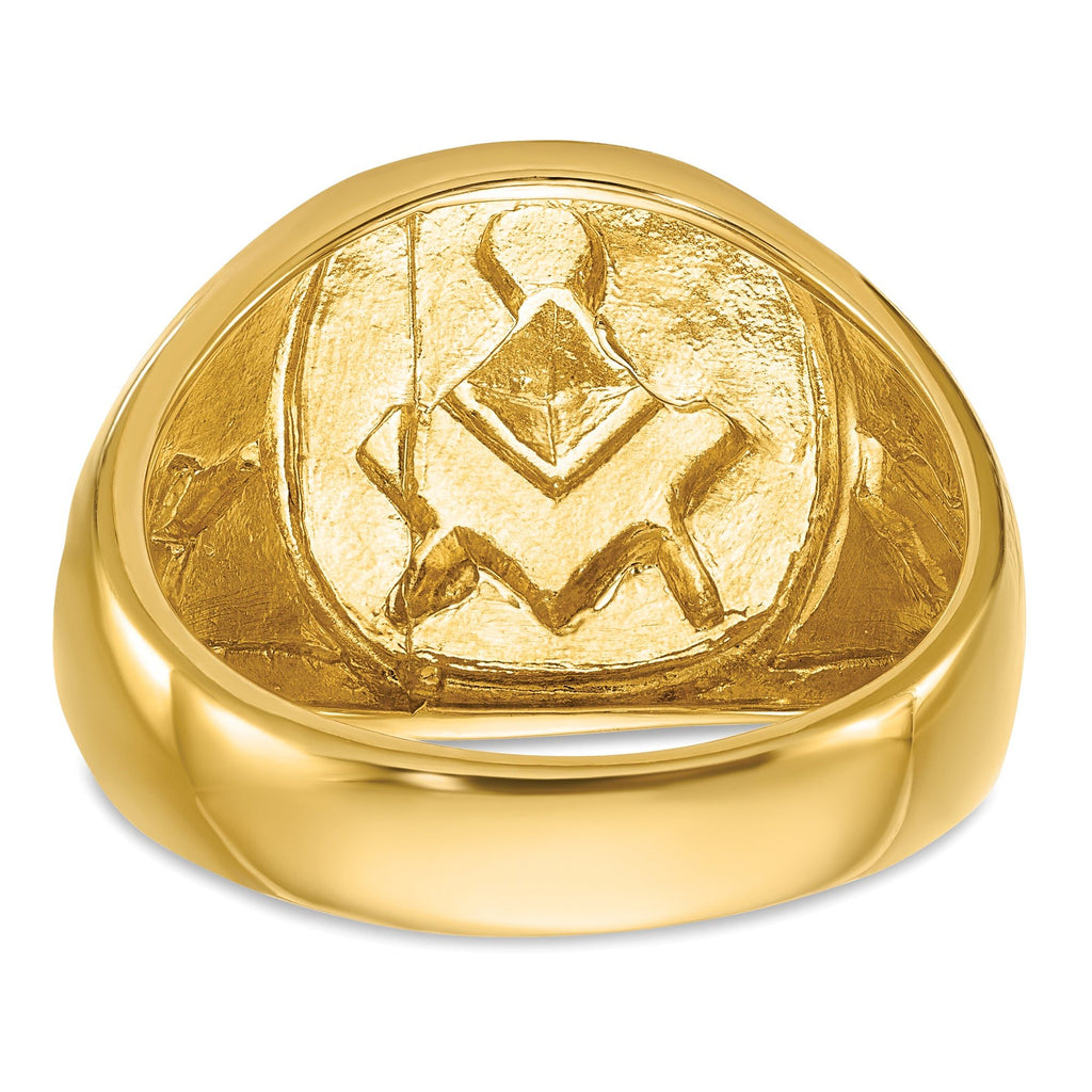 14k with White Rhodium Men's Polished and Textured Diamond Blue Lodge Master Masonic Ring