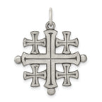 Sterling Silver 925 Jerusalem Cross Pendant with Polished Antique Finish